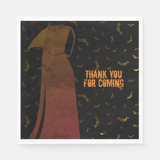 死神のフード付き不気味な飛んでいるこうもりハロウィーン スタンダードランチョンナプキン (正面)