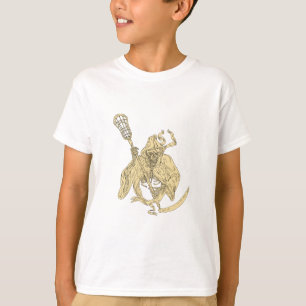 死神のラクロスの棒のスケッチ Tシャツ