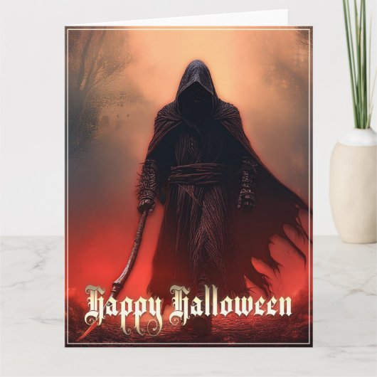 死神の影で – ハロウィーン カード (正面)