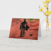 死神の恐ろしいハロウィーンカード カード (黄色い花)