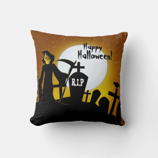 死神の恐ろしいハロウィーン クッション (正面)