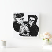 死神の砂時計のヴィンテージ不気味 スクエア壁時計 (ホーム)