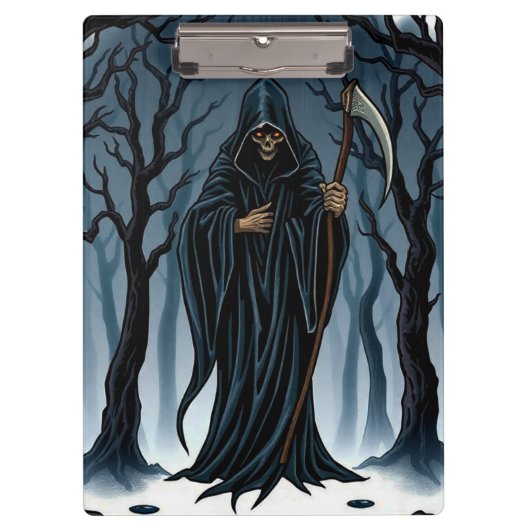 「死神の道 – 運命からの脱出なし」💀🌲 クリップボード (正面)
