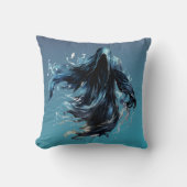 死神の青と黒の不気味なハロウィーン クッション (正面)