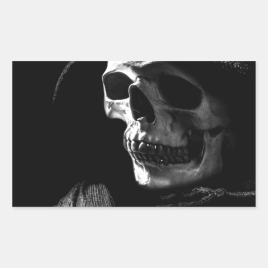 死神の骷髏 長方形シール (正面)