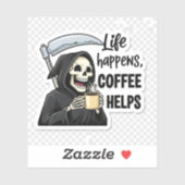 死神の「人生は起こるもの、コーヒーは助ける」 シール (シート)