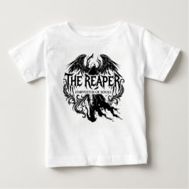 死神ゴシックタイポグラフィとダークエンジェルアート ベビーTシャツ