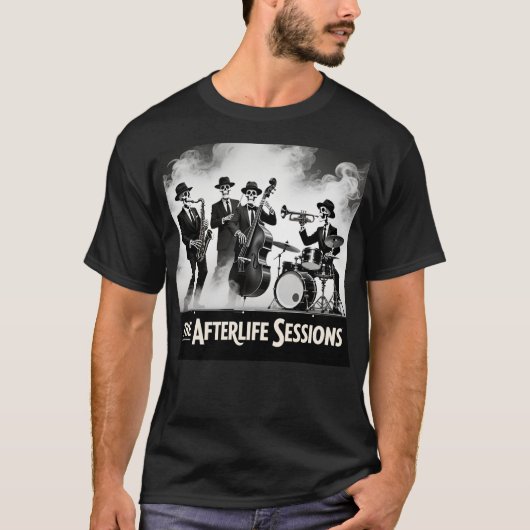 死神ジャズバンド スケルトン ミュージシャングラフィック Tシャツ (正面)