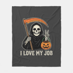 死神ジョブ大好きハロウィンデザイン フリースブランケット