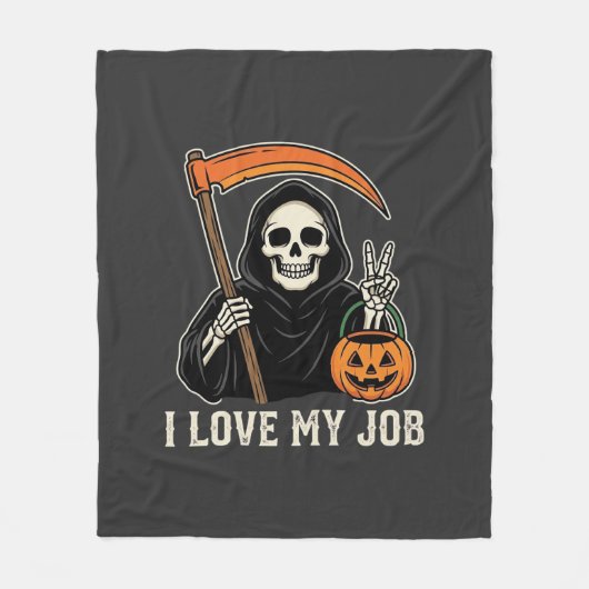 死神ジョブ大好きハロウィンデザイン フリースブランケット (正面)