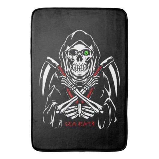 死神スキザ死のスケルトンの骨ハロウィーン バスマット (正面縦)