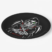 死神スキザ死のスケルトンの骨ハロウィーン ペーパープレート (アングル)