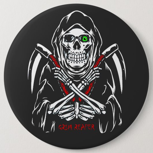 死神スキザ死のスケルトンの骨ハロウィーン 缶バッジ (正面)