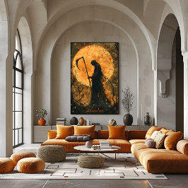 死神ハロウィンと満月とscythe ポスター