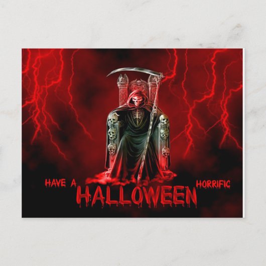 死神ハロウィーンの挨拶 ポストカード (正面)