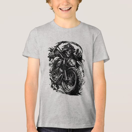 死神バイクライダーイラスト トライブレンドＴシャツ (正面)