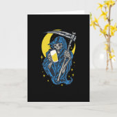 死神ビール飲み カード (黄色い花)