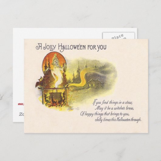 死神フルムーンフクロウ魔女の大釜 ポストカード (正面/裏面)