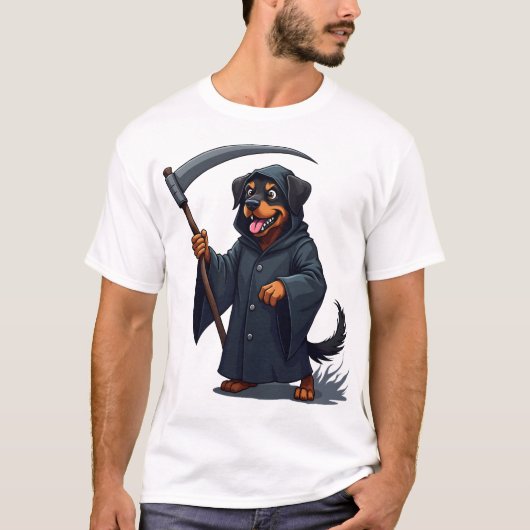 死神ロットワイラー犬 Tシャツ (正面)