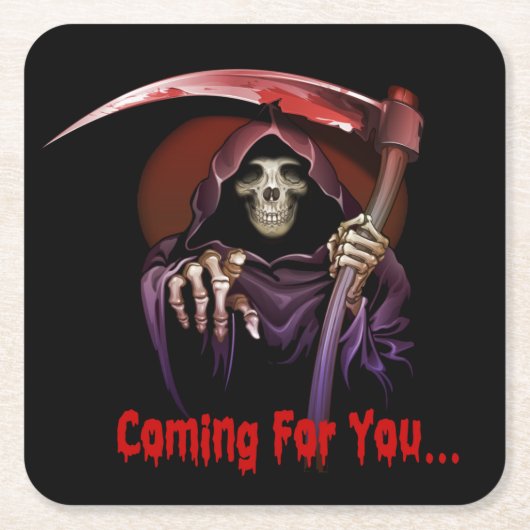 死神来はハロウィンだ スクエアペーパーコースター (正面)