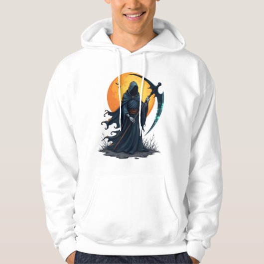 死神+鎌 � ハロウィンの怖いTシャツ パーカ (正面)