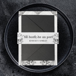 死結婚ぬまでゴシックのフローラスカル 招待状ベリーバンド