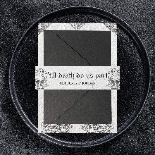 死結婚ぬまでゴシックのフローラスカル 招待状ベリーバンド