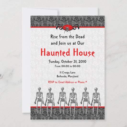 死者からのハロウィンのお化け屋敷の上昇 招待状 (裏面)