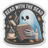 死者と読む ― ほっこりスケルトンの読書 シール (正面)