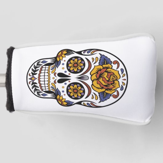 死者のメキシコ砂糖のスカル日は上がりました ゴルフヘッドカバー (正面)