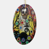 死者のロリ地方Everett_日、猫、スカル、オーナメント セラミックオーナメント (右)