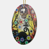 死者のロリ地方Everett_日、猫、スカル、オーナメント セラミックオーナメント (左)