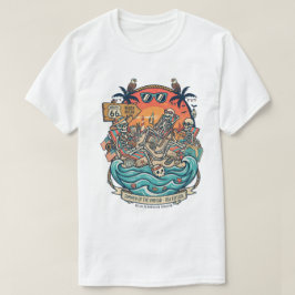 死者の夏 スケルトンビーチTシャツ | 楽しい Tシャツ