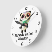 死者の日のパンダ ラウンド壁時計 (傾斜)