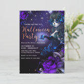 死者の日の少女 紫と青のハロウィンパーティー 招待状 (スタンド正面)