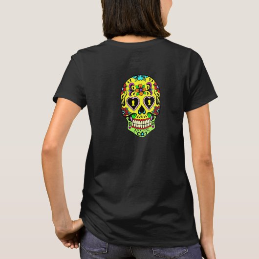 死者の日の砂糖のドクロ 女性用Tシャツ Tシャツ (裏面)