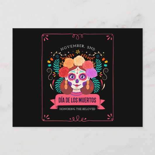 死者の日のDia de los muertos ポストカード (正面)