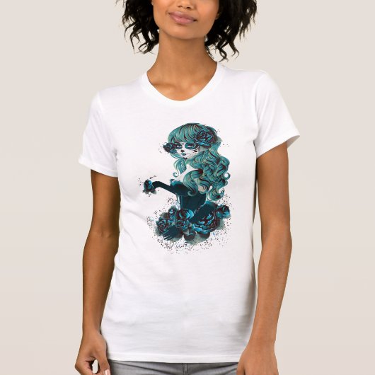 死者の日シュガースカルメイクの女の子 Tシャツ (正面)