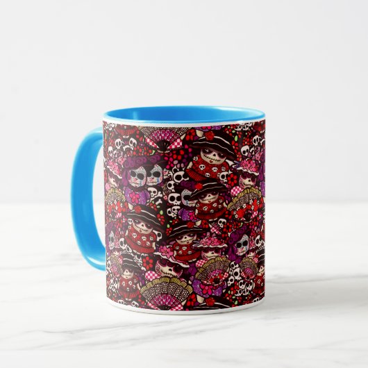 死者の日ドゥードル ディア・デ・ロス・ムエルトス マグカップ (正面左)