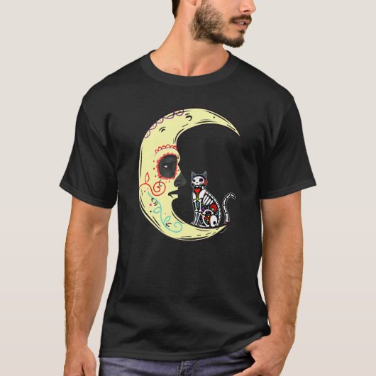 死者の日ムーンシュガースケルトンキャットX線 Tシャツ (正面)