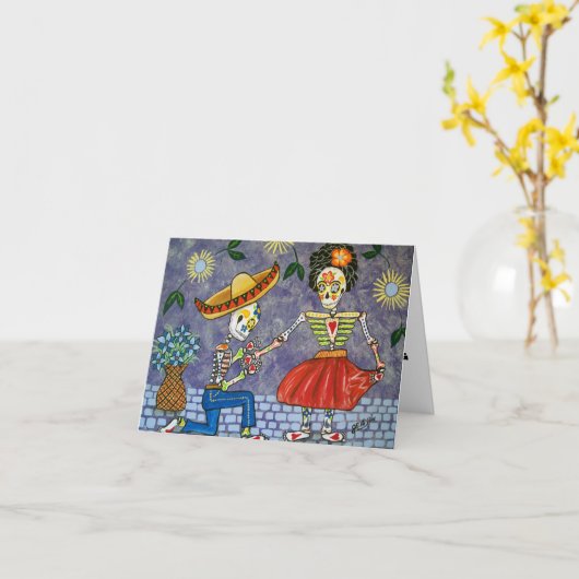 死者の日提案の結婚式の日付Notecard カード (黄色い花)