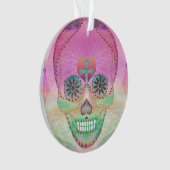 死者の日砂糖のスカルの虹のハートの生命の樹 オーナメント (正面)