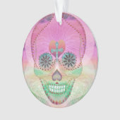 死者の日砂糖のスカルの虹のハートの生命の樹 オーナメント (正面)