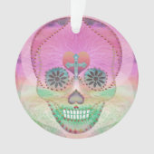 死者の日砂糖のスカルの虹のハートの生命の樹 オーナメント (正面)