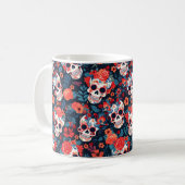 💀死者の日、カラフルなドクロ コーヒーマグカップ (正面左)