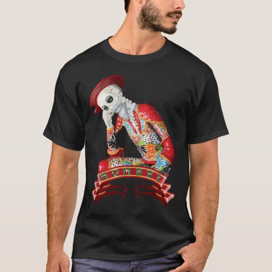 死者の日 カラベラ 男性 Tシャツ (正面)