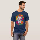 死者の日 コスチューム メキシコの死者の日 砂糖の骸骨 Tシャツ (正面フル)