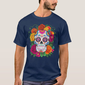 死者の日 コスチューム メキシコの死者の日 砂糖の骸骨 Tシャツ
