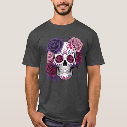 死者の日 コスチューム メキシコの死者の日 砂糖菓子の髑髏 Tシャツ (正面)