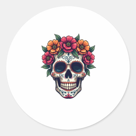 死者の日 サトウキビのドクロ � Dia de los Muertos S ラウンドシール (正面)